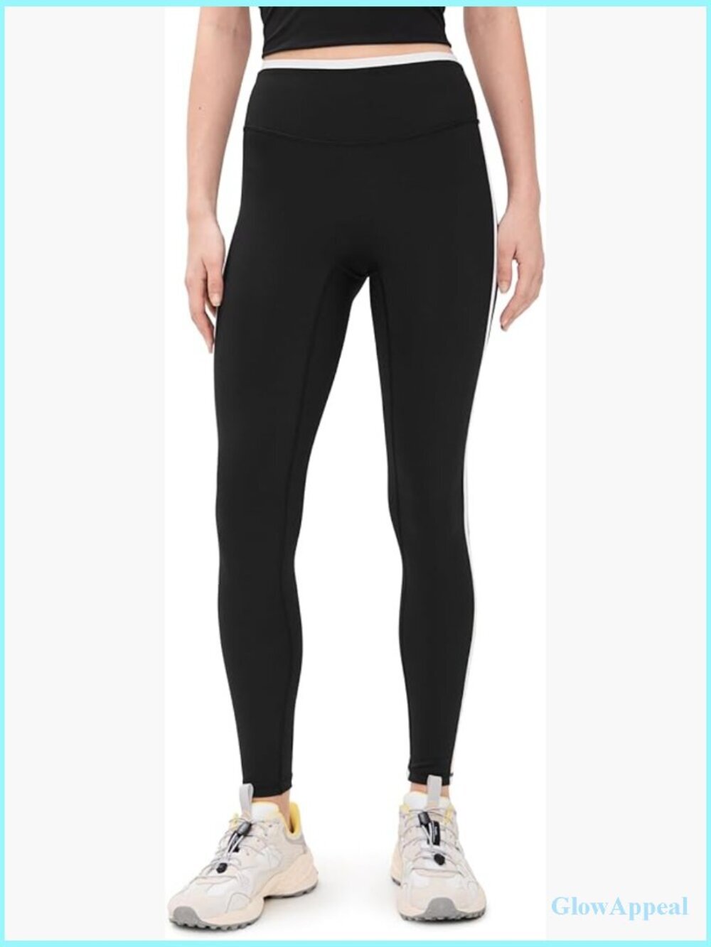 High-Waist Double-Layered Leggings with Contrast Side Stripes